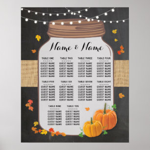 Table Wedding Pumpkin Fall Chalk Poster Seating