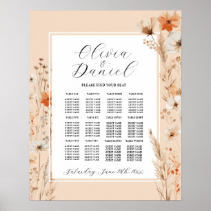 Table Wedding Seating 12 Bohemian Boho Florals Poster