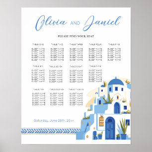Table Wedding Seating 12 Santorini Greek Greece Poster