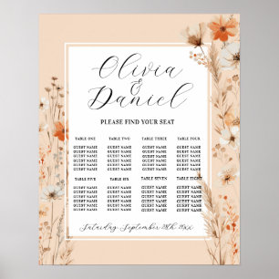 Table Wedding Seating 8 Boho Florals Bohemian Poster