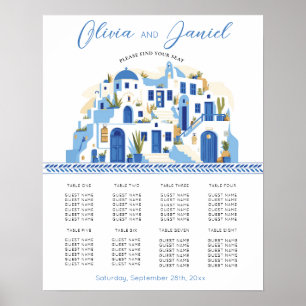 Table Wedding Seating 8 Santorini Greece Blue Poster