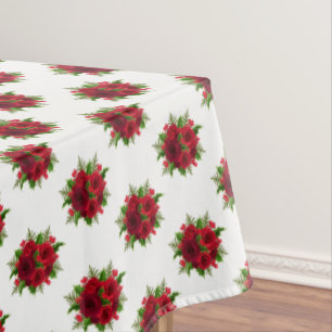 Tablecloth "60x84" Christmas Red Rose & Holly