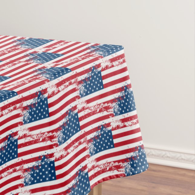 Tablecloth "60x84" July 4th Patriotic USA Flag (In Situ)
