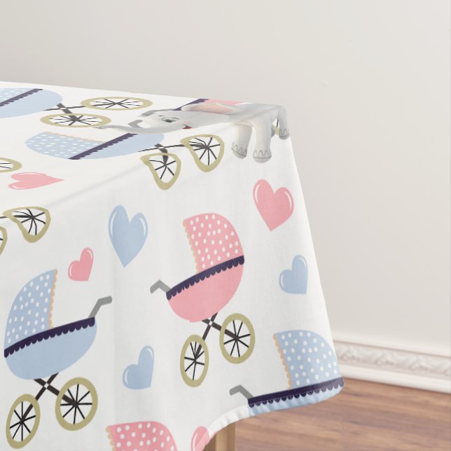 Tablecloth Baby Stroller Stork Pink Blue Elephant (In Situ)