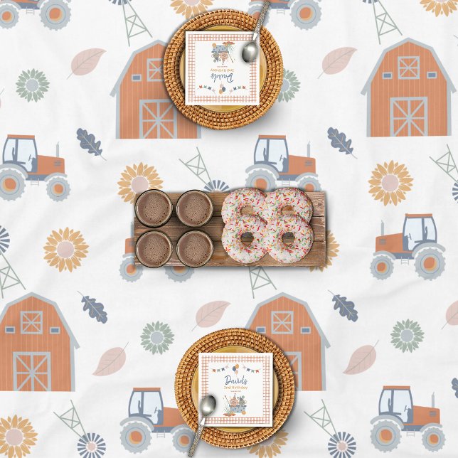 Tablecloth Birthday Party Kids (Farm Animal Birthday Tablecloth Tractor Barn Pattern)