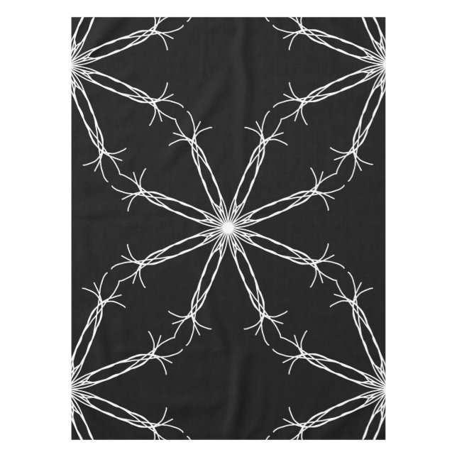 Tablecloth, Black and White, Kaleidoscope Flower Tablecloth (Front)