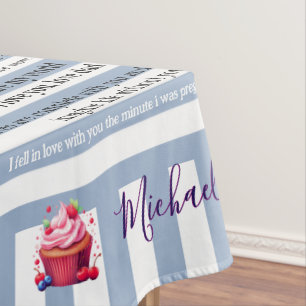 Tablecloth Blue & White Stripe Happy Birthday 