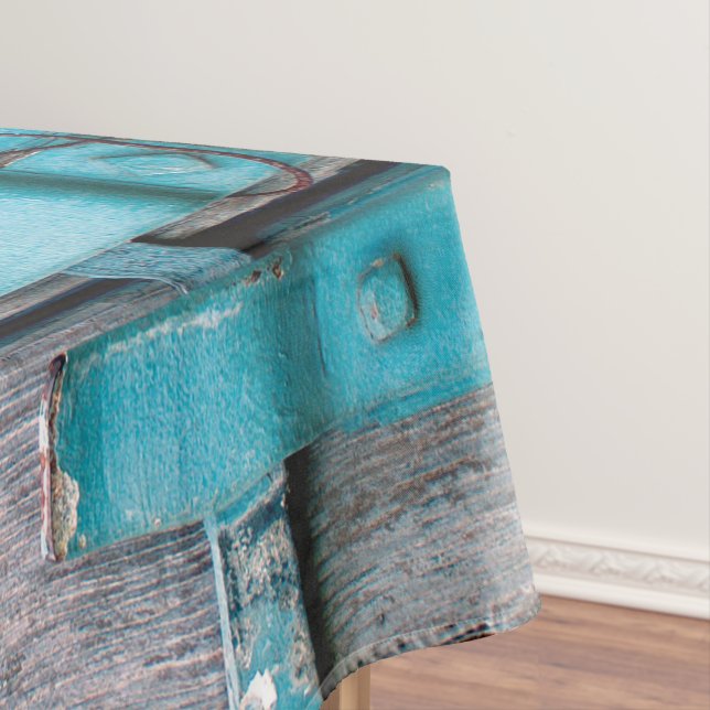 Tablecloth Blue Wood Barn Door Boots Country Rusti (In Situ)