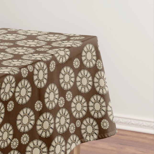 Tablecloth Brown Beige Floral  (In Situ)