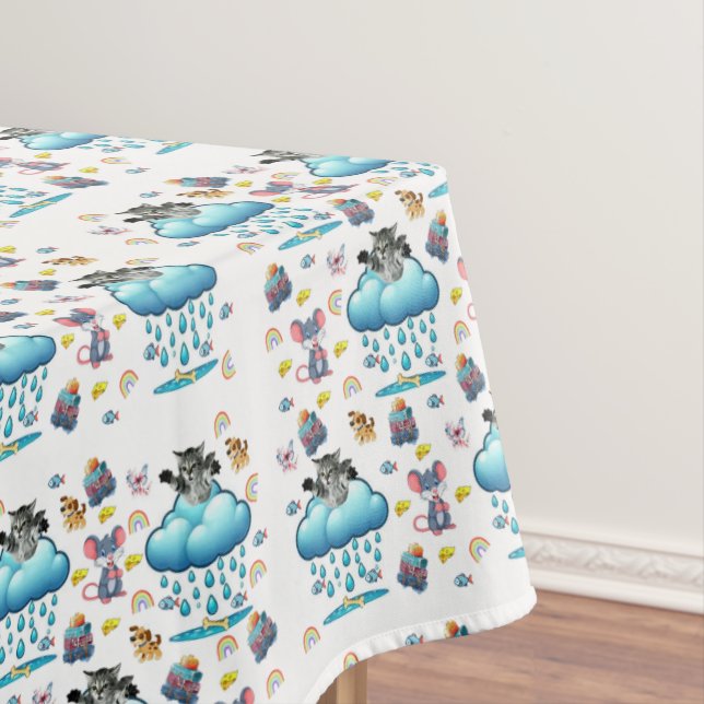 Tablecloth Cat Dog Mouse Rainbow Cheese  (In Situ)