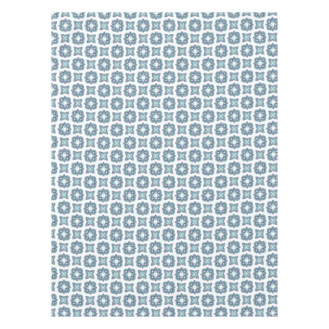 Tablecloth Country Cottage blue & turquoise print (Front)