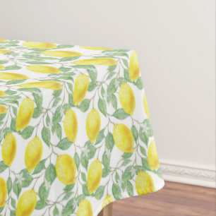 Tablecloth Happy Lemons Yellow and Green Foliage 