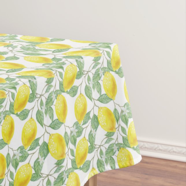 Tablecloth Happy Lemons Yellow and Green Foliage  (In Situ)