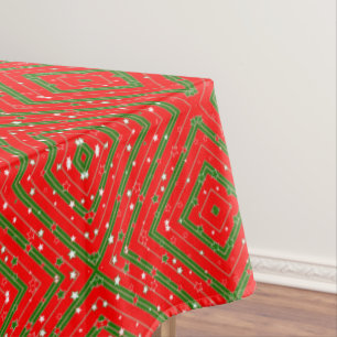 Tablecloth, Merry Christmas Green Red Stars  Tablecloth