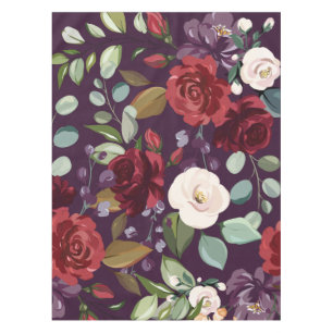 Tablecloth Plum Purple Roses Gold Geometric