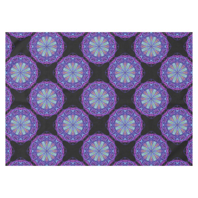 Tablecloth, Purple Inspiration Kaleidoscope Flower Tablecloth (Front (Horizontal))