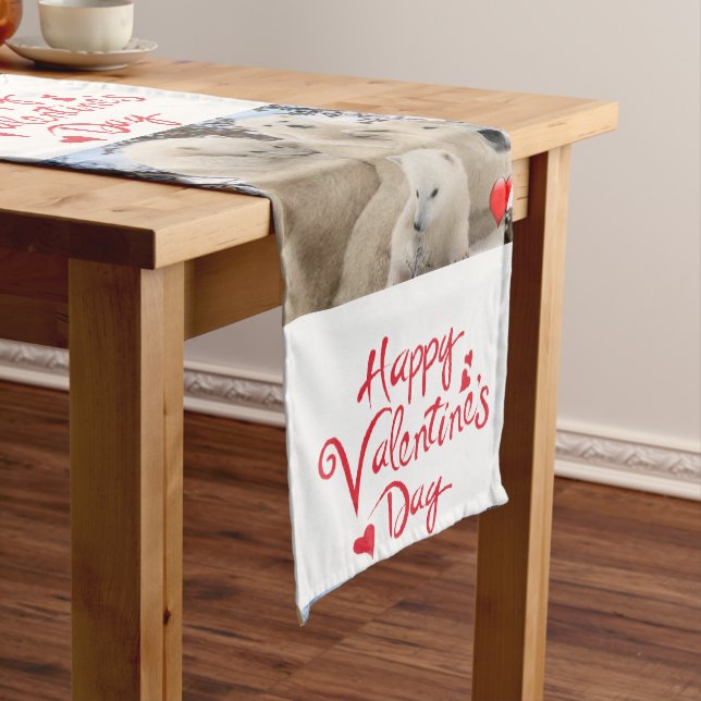 Tablecloth Runner Valentines Polar Bear (In Situ)