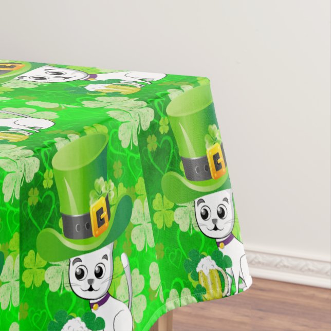 Tablecloth Saint Patrick's Day Cat Beer (In Situ)