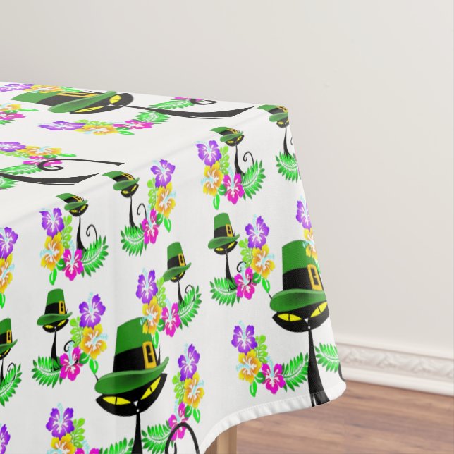Tablecloth Saint Patrick's Day Cat Floral (In Situ)