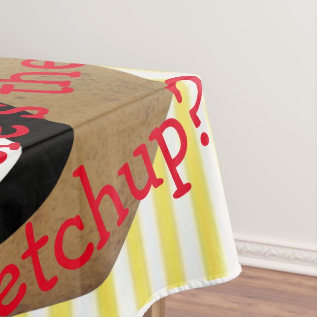 Tablecloth Stripe Potato, French Fries, Ketchup? (In Situ)