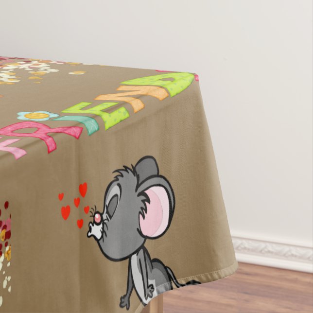 Tablecloth Valentine's Day Friends Mouse  (In Situ)