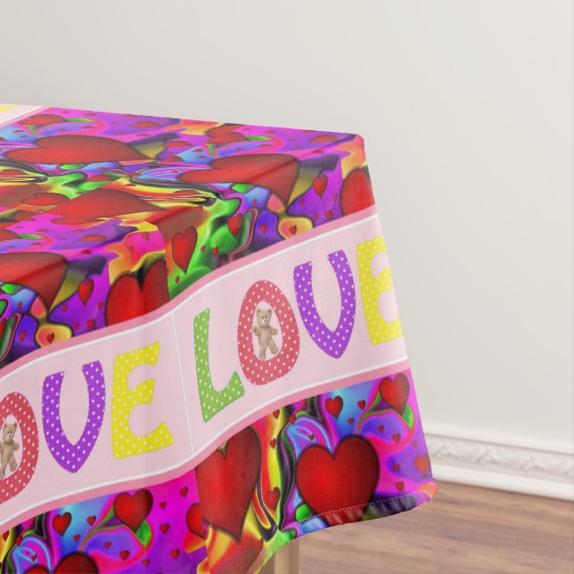 Tablecloth Valentine's Day Teddy Bear (In Situ)