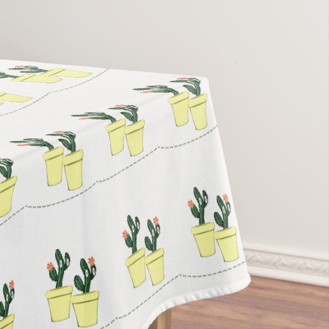 Tablecloth White Cactus Yellow (In Situ)