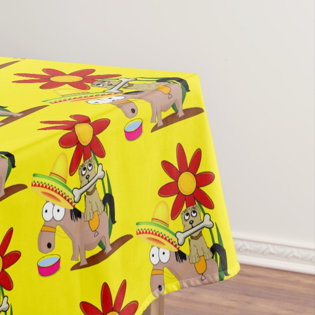 Tablecloth Yellow Mexican Donkey Dog Sombrero (In Situ)