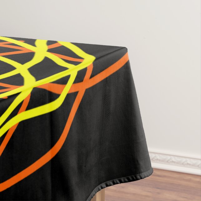Tablecloth, Yellow Orange Kaleidoscope Flower Tablecloth (In Situ)
