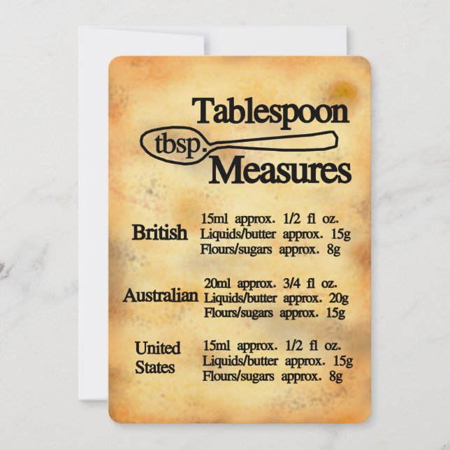 Tablespoon baking measures conversion Flat Card (Front)