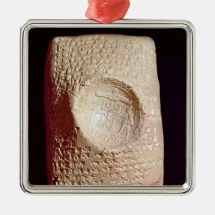 Tablet with cuneiform inscription metal tree decoration