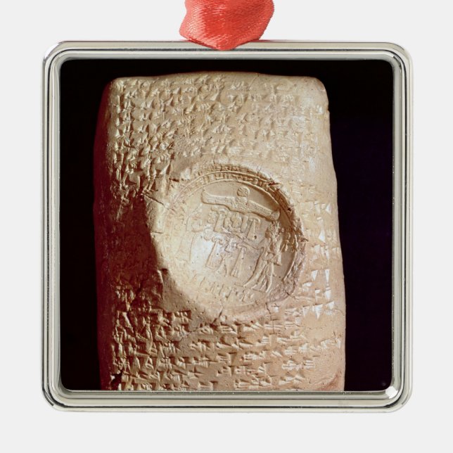Tablet with cuneiform inscription metal tree decoration (Front)