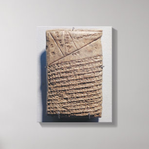 Tablet with fourteen lines of a mathematical text canvas print