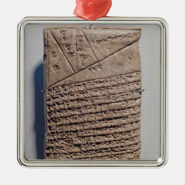 Tablet with fourteen lines of a mathematical text metal tree decoration (Front)