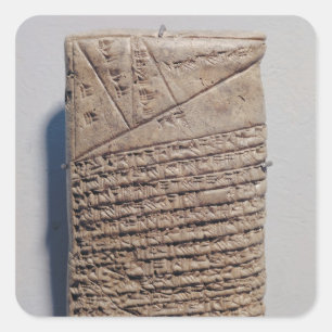 Tablet with fourteen lines of a mathematical text square sticker