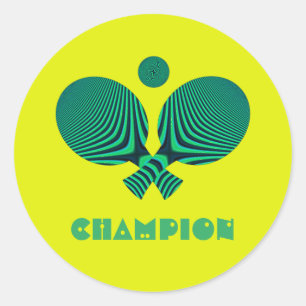 Tabletennis champion yellow teal retro style classic round sticker