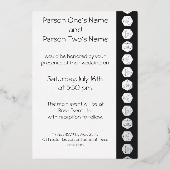 Tabletop Chic in Black Foil Invitation (Front)