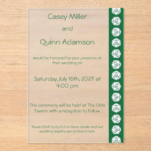 Tabletop Chic in Green Acrylic Wedding  Invitations (Front)