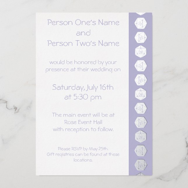 Tabletop Chic in Lavender Foil Invitation (Front)