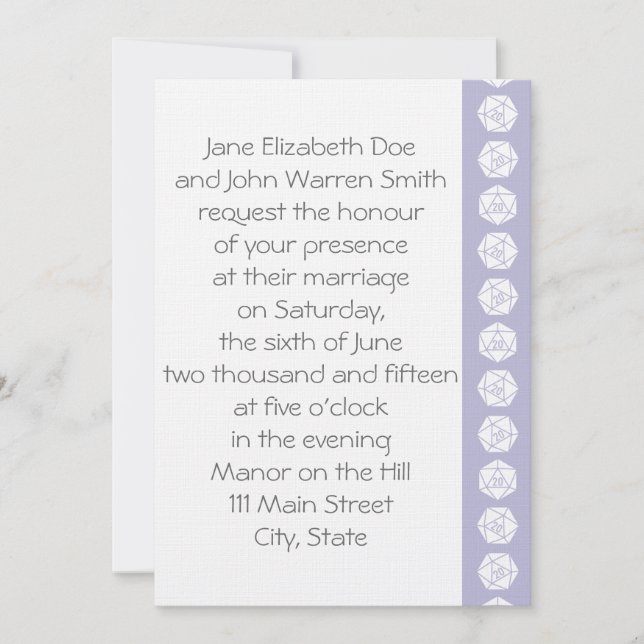Tabletop Chic in Lavender Wedding Invitation (Front)