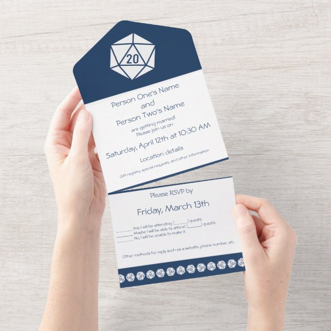 Tabletop Chic in Navy All In One Invitation (Tearaway)
