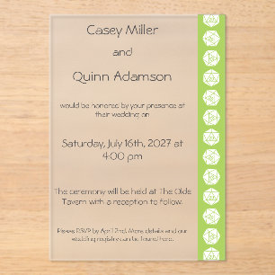 Tabletop Chic in Peridot Acrylic Wedding Invitations