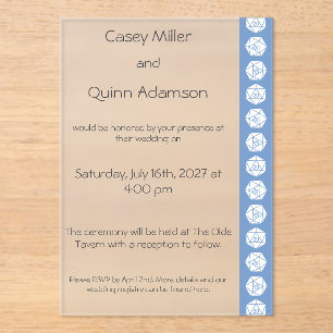 Tabletop Chic in Periwinkle Acrylic Wedding Invitations