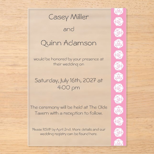 Tabletop Chic in Petal Pink Acrylic Wedding  Invitations (Front)