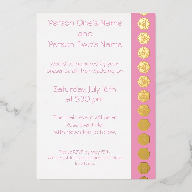 Tabletop Chic in Petal Pink Foil Invitation (Front)