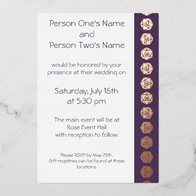 Tabletop Chic in Purple Foil Invitation (Front)