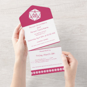 Tabletop Chic in Raspberry All In One Invitation