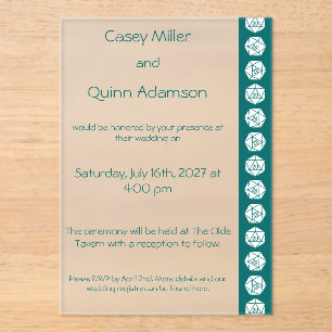 Tabletop Chic in Teal Acrylic Wedding  Invitations