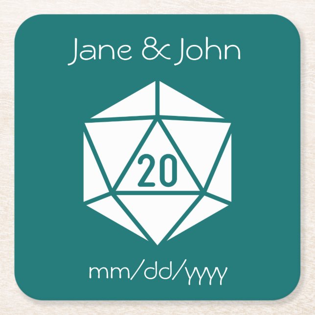 Tabletop Chic in Teal Paper Coaster (Front)