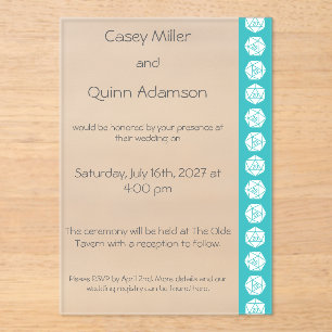 Tabletop Chic in Turquoise Acrylic Wedding Invitations